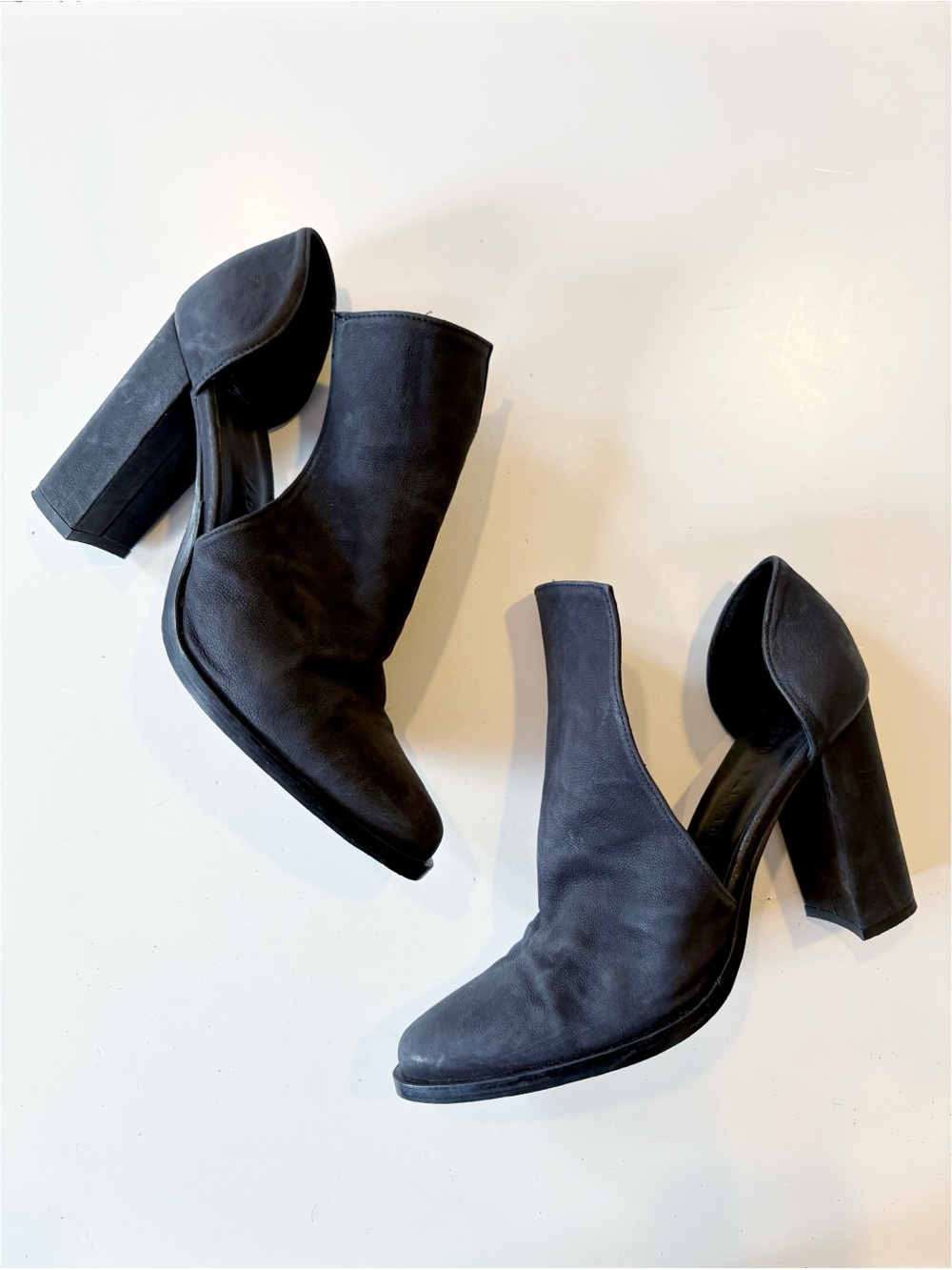 Freda‎ Salvador || Cutout D’Orsay Block Heel Bootie Nubuck Leather Black 8